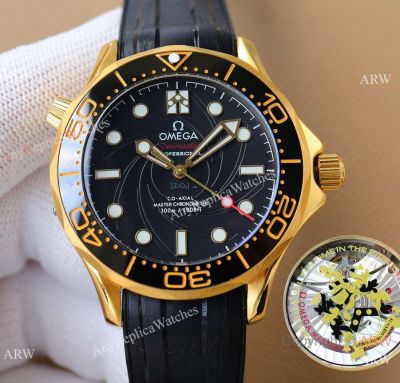 Swiss Copy Omega Seamaster Diver 300m James Bond Limited Edition Watch 8800 Yellow Gold